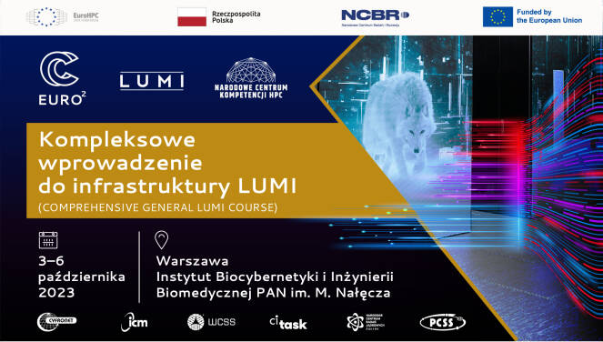 Plakat szkolenia Kompleksowe wprowadzenie do infrastruktury LUMI